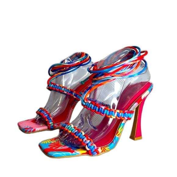 Cape Robbin ladies colorful ankle tie high heels size 9 colorful cute - Picture 1 of 9